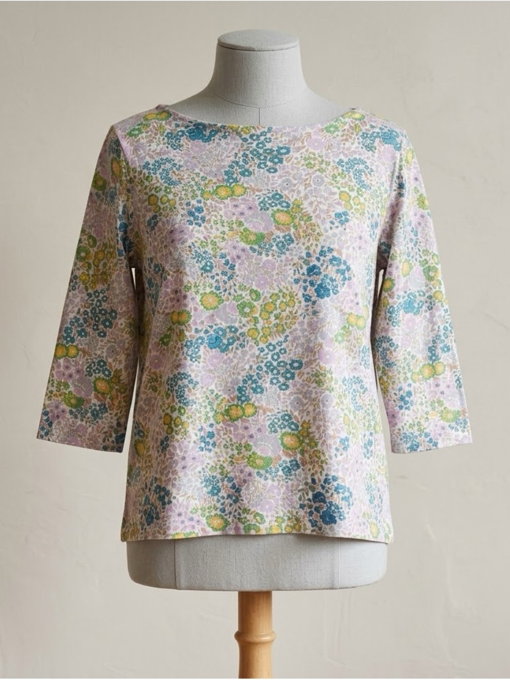 croft & barrow Pastel Floral Boatneck 3/4 Sleeve Top